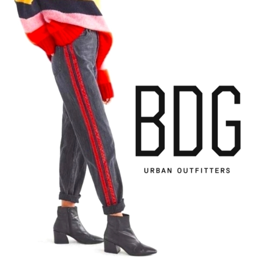 Urban Outfitters BDG mom high rise jeans red side stripe
